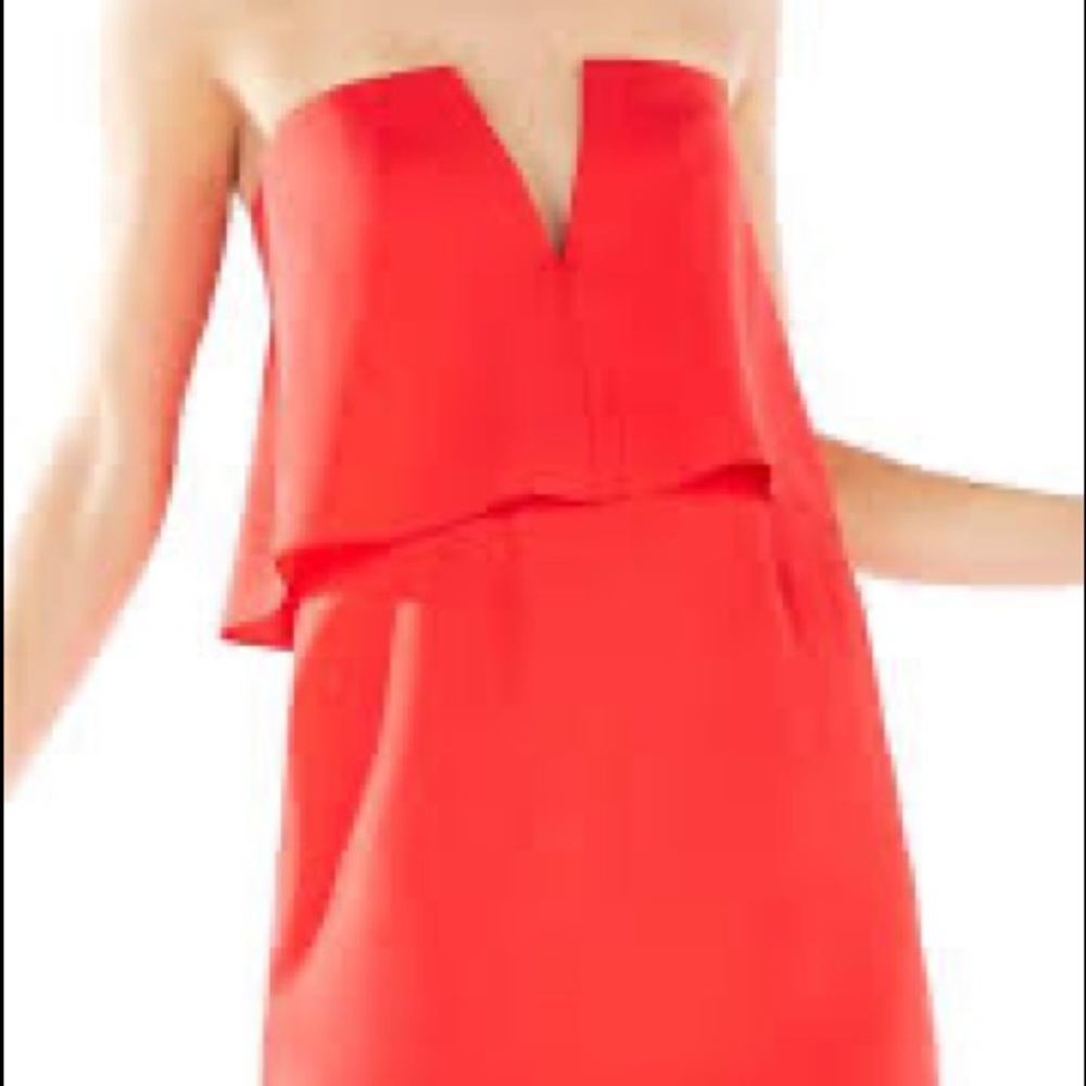 BCBG Max Azria Kate strapless mini dress, orange / coral / red, size 02 - Picture 5 of 16
